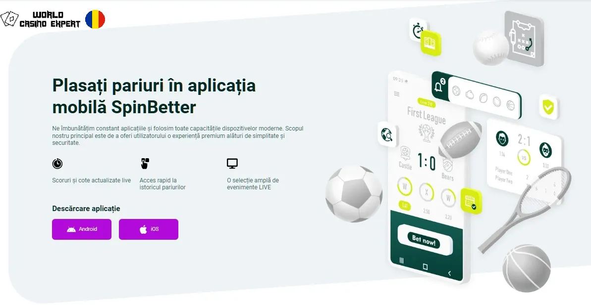 Aplicația mobilă SpinBetter