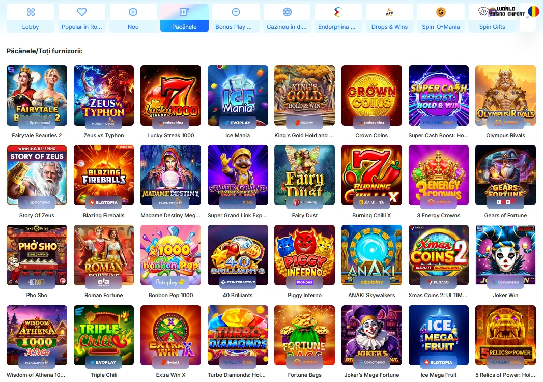 Sloturi și jocuri în Ice Casino