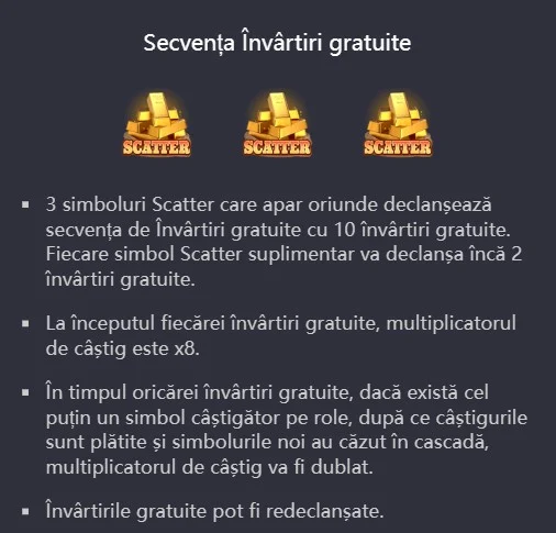 Funcția Rotiri gratuite