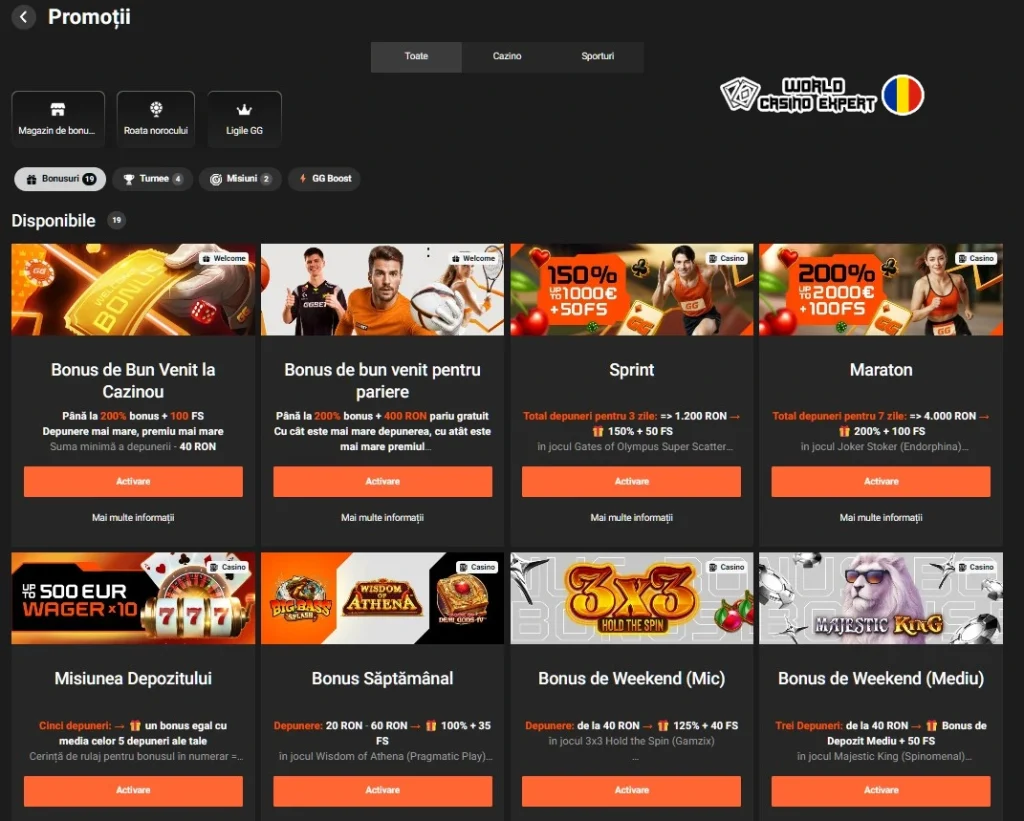 Promoții și pachetul de bun venit la GGBet Casino