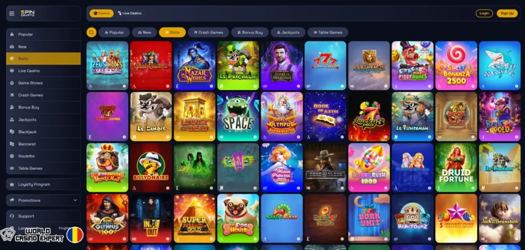Jocuri disponibile pe platforma SpinCrypto