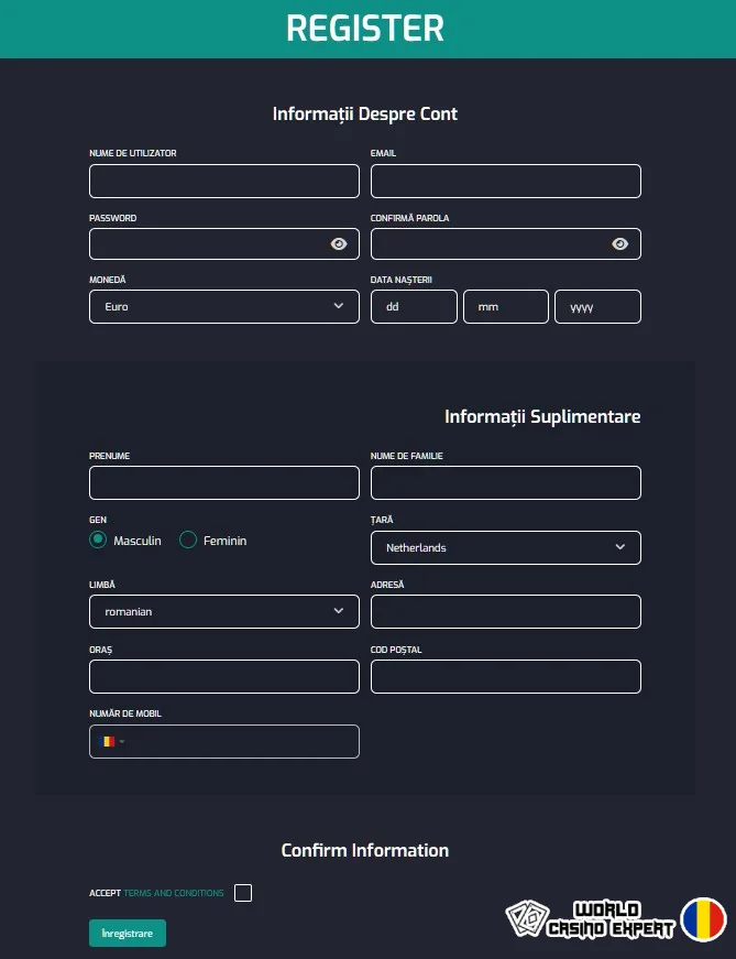 Înregistrare și verificare | CristalPoker